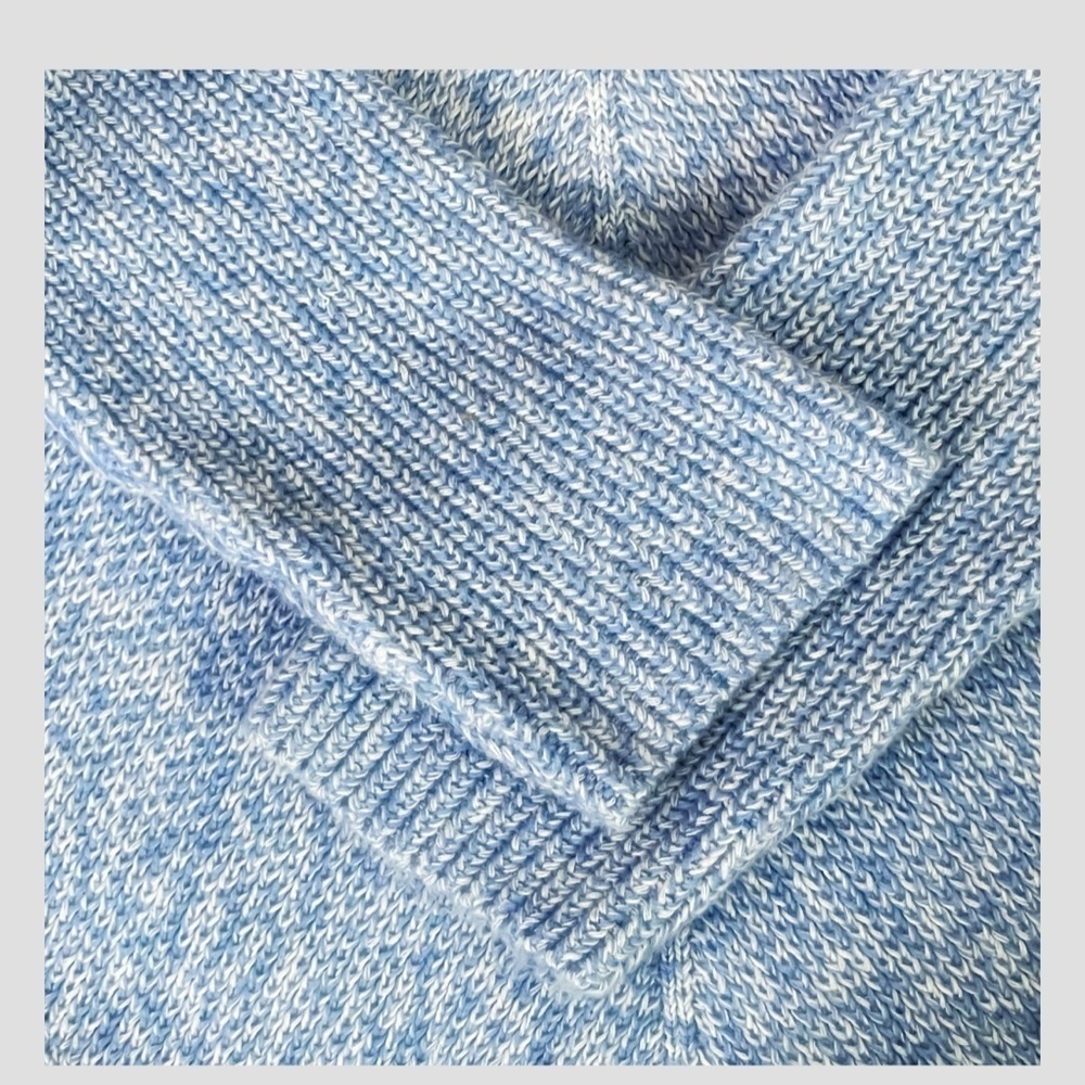 Talbots Shaker Stitch Sweater Pima Cotton Marled Blue Crew Neck Size Small - Picture 9 of 11